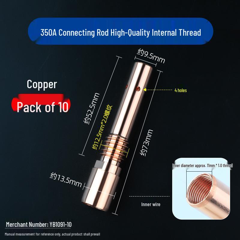 Purple Copper 500A Welding Gun Conductive Tip Holder, Gas Shielded 200A/350A MIG Accessories