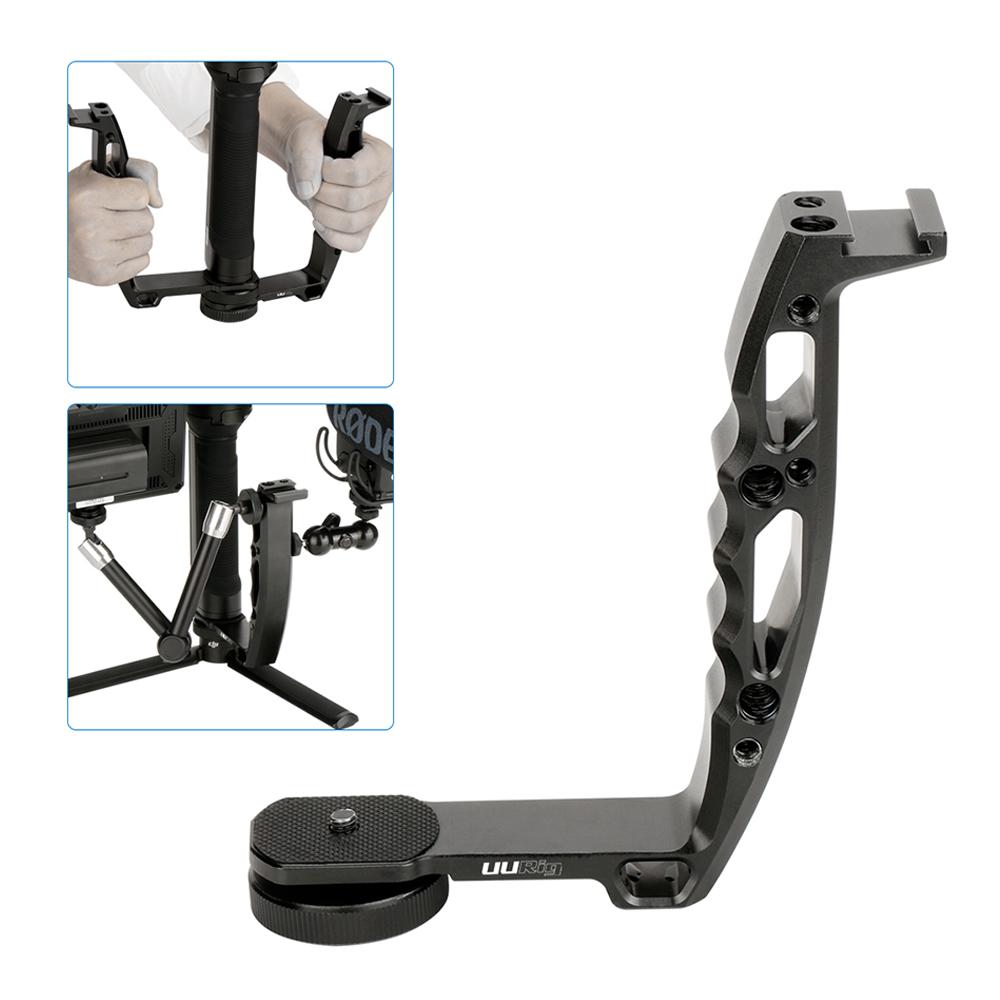 Aluminum Alloy Gimbal L Bracket Handle Grip Stabilizer Accessories 1 4 Inch Screw with Cold Shoe Mount for Mounting