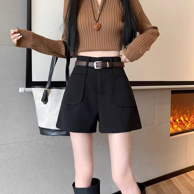 Women's High Waist Wool Wide Leg Booty Shorts - New Autumn Winter Fashion