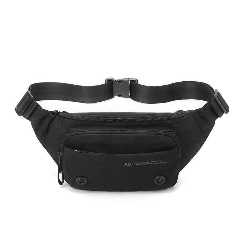 Sac banane homme multi-compartiments Sac de poitrine léger Sac bandoulière couleur unie