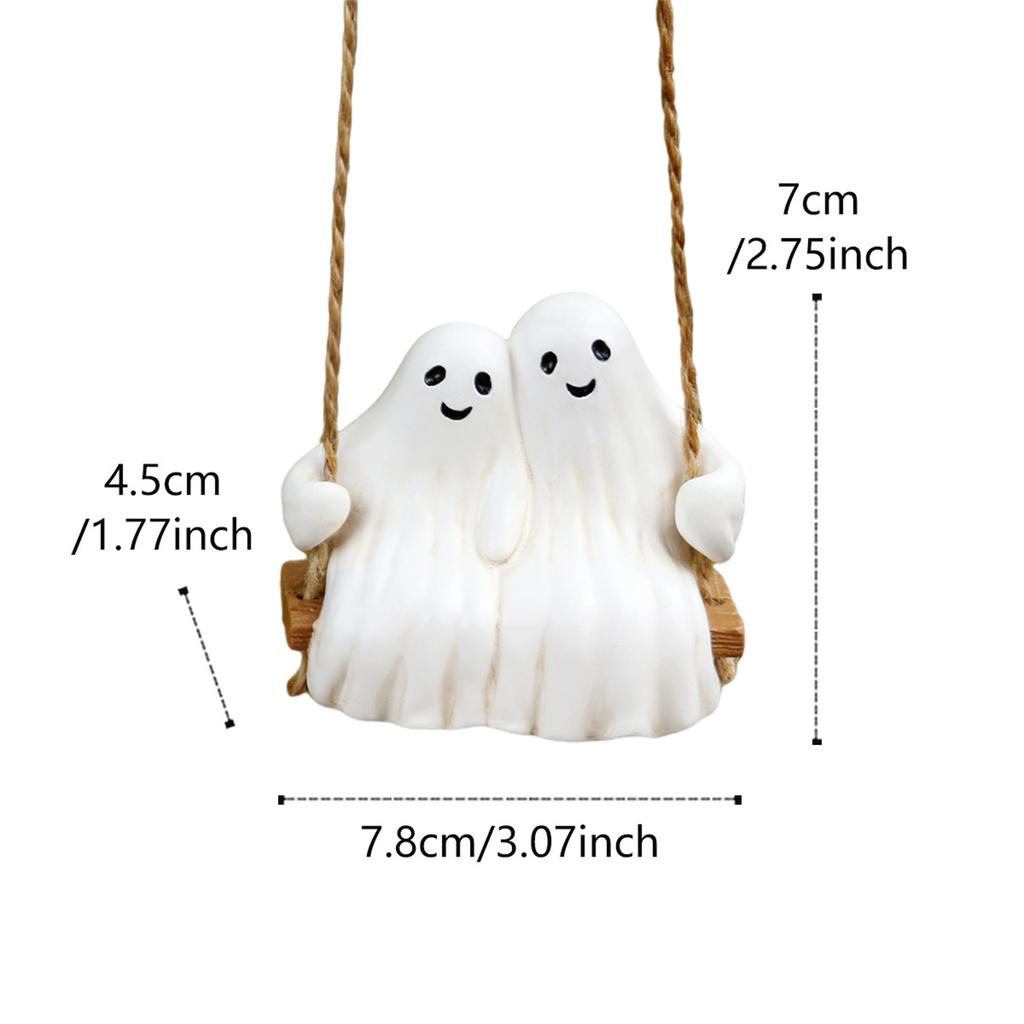 Halloween Swing Ornament Resin Ghost Decor Outdoor Hanging Decorations for Home Party Garden Halloween Decoration