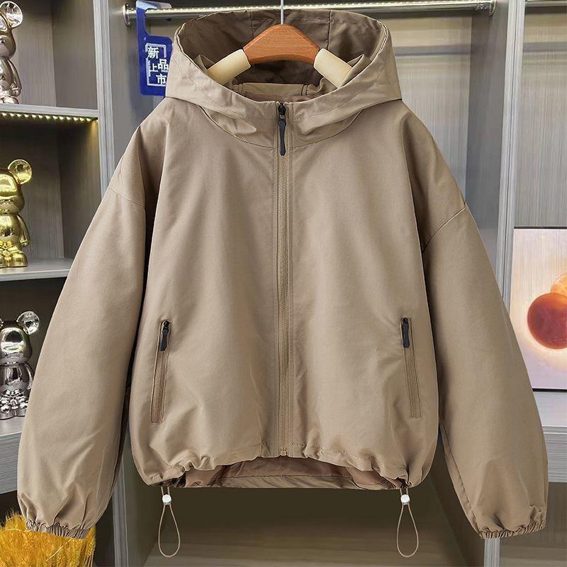 High-Quality Women's Versatile Plus Size Hooded Short Jacket - 2025 Spring Trendy Style
