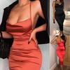 Kadın Ladys Seksi İnce Kaşkorse Dekolteli Kolsuz Arkası Açık Elbise Kulüp Elbisesi