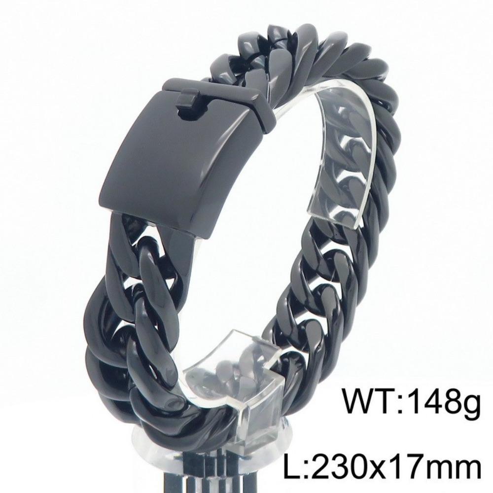 European and American Simple Electroplated Gold Four-sided Ground Titanium Steel Men's Bracelet