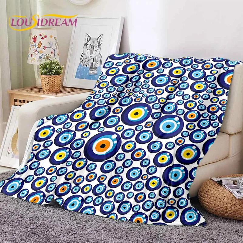 3D Boze Oog Turkije Blauw Nazar Oog van Horus Zachte Flanel Dekens, Plaid Comfortabele Deken voor Picknick Bedden Bank Slaapkamer