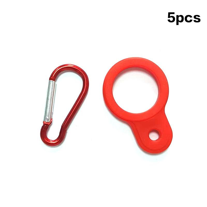 1/5PCS Hook Camping Hiking Tool High Quality Aluminum Sports Kettle Buckle Outdoor Carabiner Water Bottle Holder Rubber Buckles