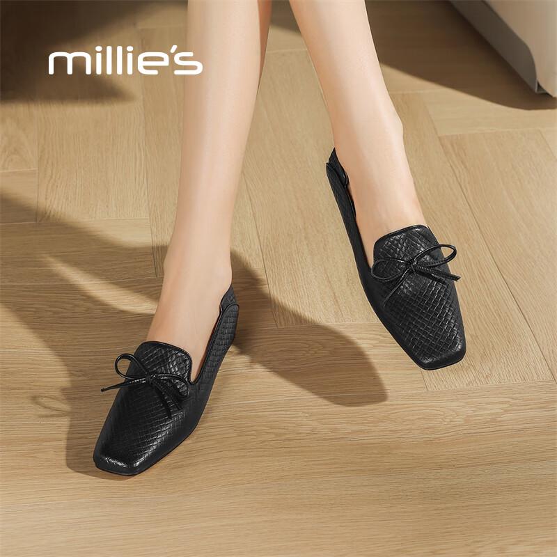 Millies Women s Bowknot Woven Square-Toe Loafers 38 чёрный