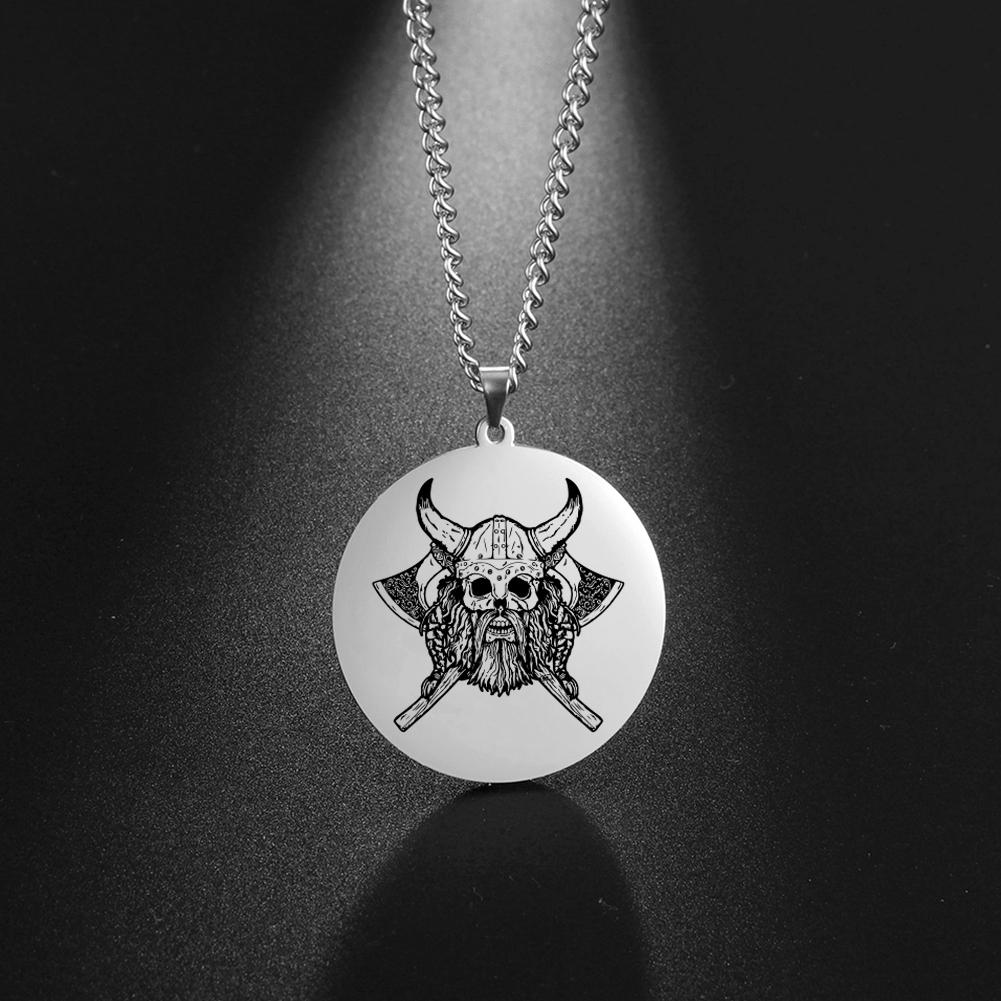 Viking Axe Helmet Pendant Tomahawk Necklace Odin Raven Slavic Amulet Norse Warrior Mythology Stainless Steel Jewelry