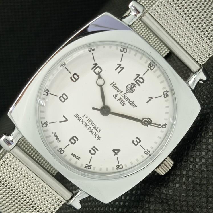 

ВОССТАНОВЛЕННЫЕ ВИНТАЖНЫЕ МУЖСКИЕ НАРУЧНЫЕ ЧАСЫ HENRI SANDOZ & FILS SWISS a416452-2 Sku622a-a416452