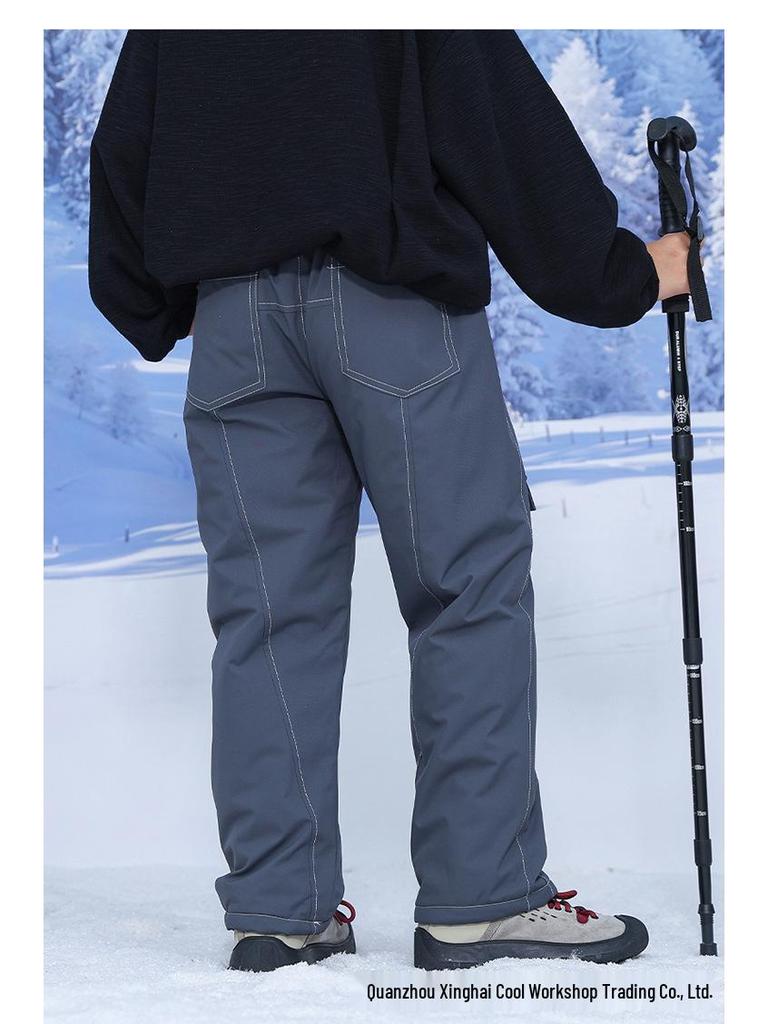 Chłopięce zimowe bawełniane spodnie z podszewką z polaru: Wiatroodporne, Ciepłe, Wodoodporne Luźne Spodnie Sportowe