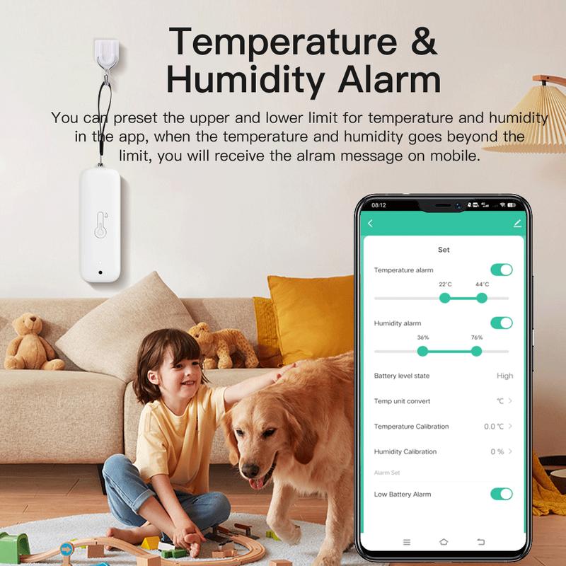 Tuya Zigbee Temperature Humidity Sensor Thermometer IP65 Waterproof Compatible with Smart Life & Google Assistant