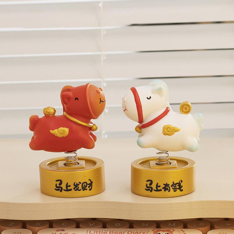Creative Zodiac Horse Ornament Lucky Traditional Home Statue Ingot Can Be Rotated Home Decoration Office Desktop Decoration