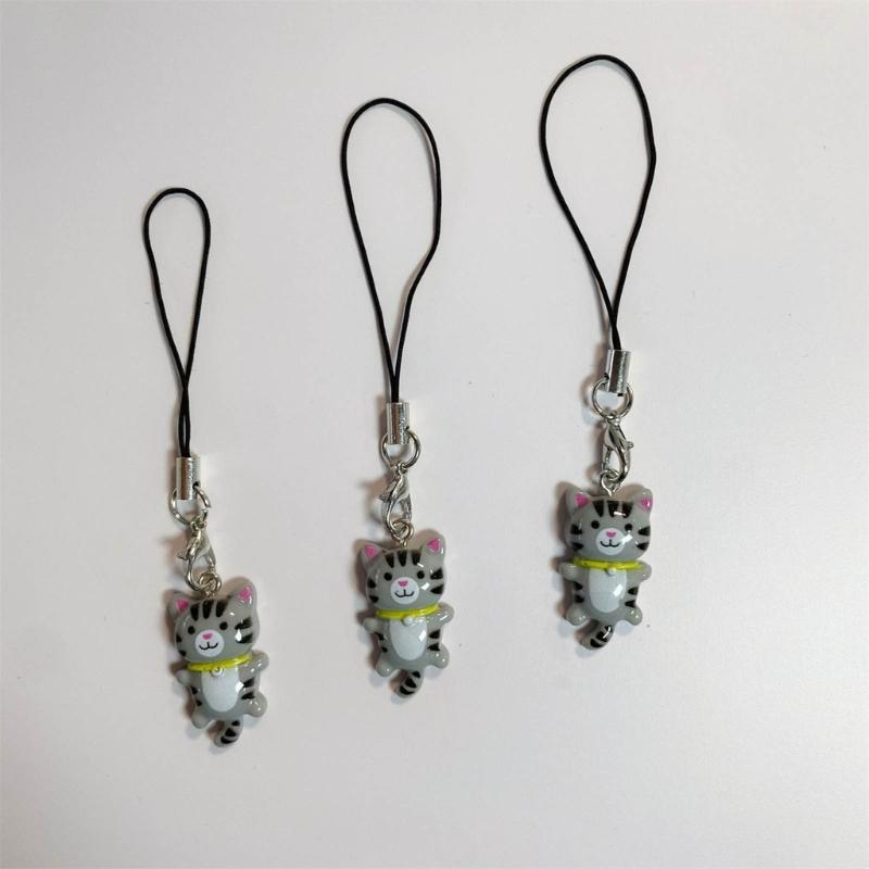 Cute Cat Pendant Phone Chain Strap Lanyard Kitten Keychain Backpack Ornaments