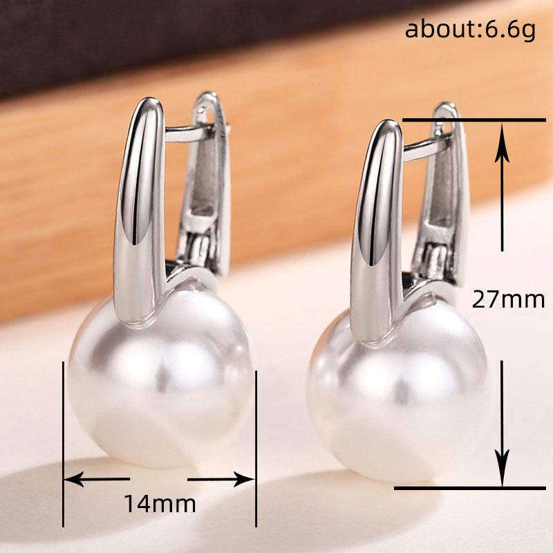 Cao Shi French Retro Faux Pearl Dangle Earrings - Elegant Socialite Style