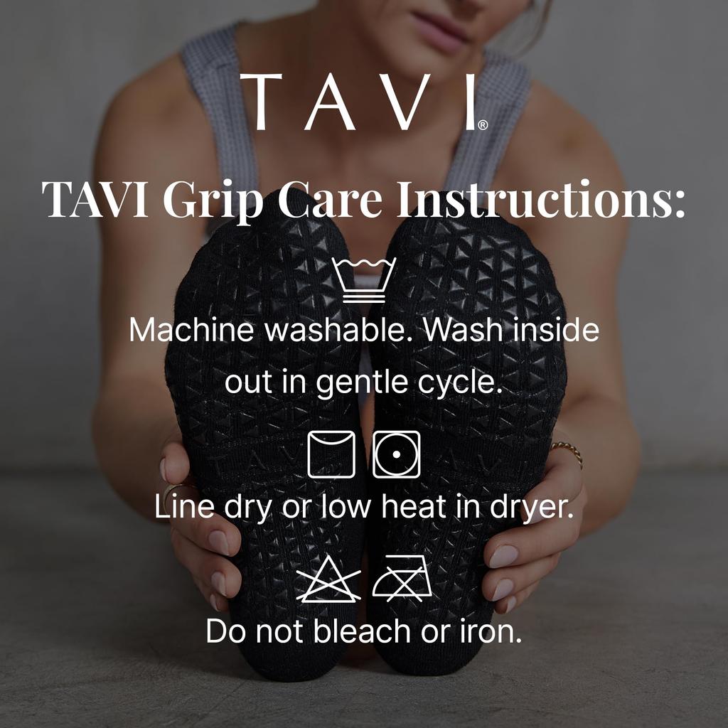 TAVI Aria Grip for and Crew Size M for Men and Women Socks, Non-Slip, Yoga, Pilates, Ballet, Athletic, Length, Ebony,