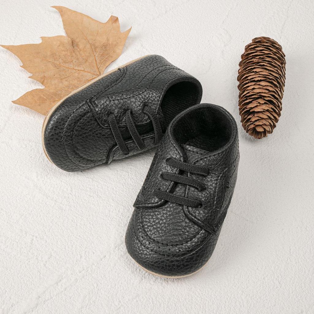 British Style PU Leather Baby Shoes for 0-1 Year Olds - Non-slip Soft Sole Walking Shoes