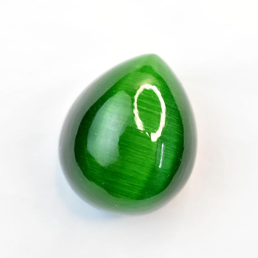 Pear Cabochon Cut 113 ct Natural Cat'S Eye Green Loose Gemstone for Jewelry Making and Crafts