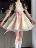 Women's Summer Floral Doll Collar Dress with Puff Sleeves and Waist-Cinched Fluffy Skirt