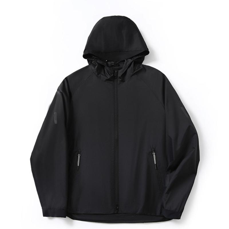 

High Quality Spring and Autumn Lightweight Breathable and Water-proof Men s Outdoor Hooded Sunscreen Jacket XXXXL чорний