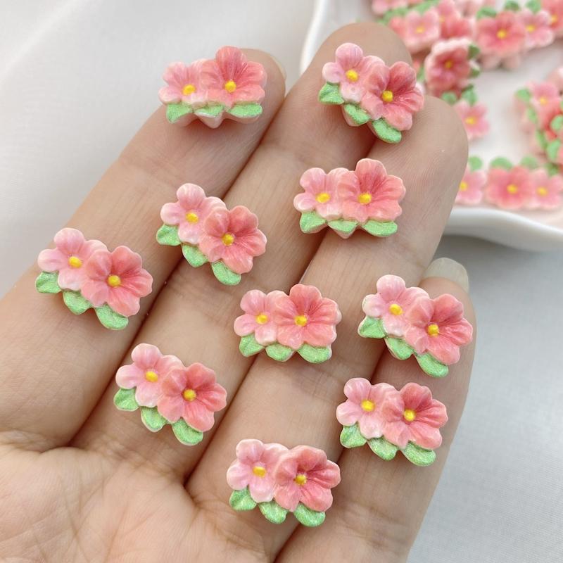 20Pcs New Cute Resin Mini Flower Series Flat Back Manicure Parts Embellishments For Hair Bows Accessories