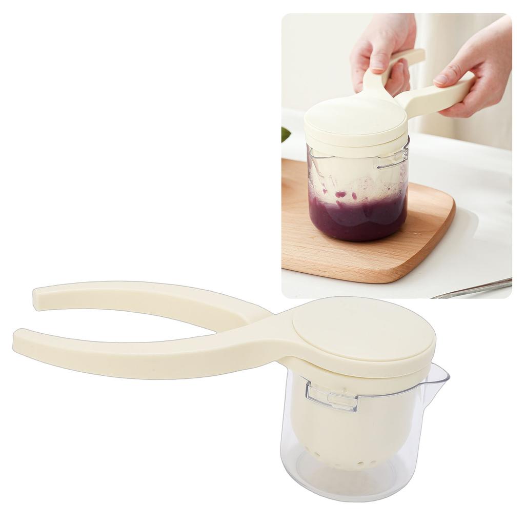 Lemon Squeezer   Action Hand Press Manual  r with Container for Lime Citrus Orange Fruits Beige