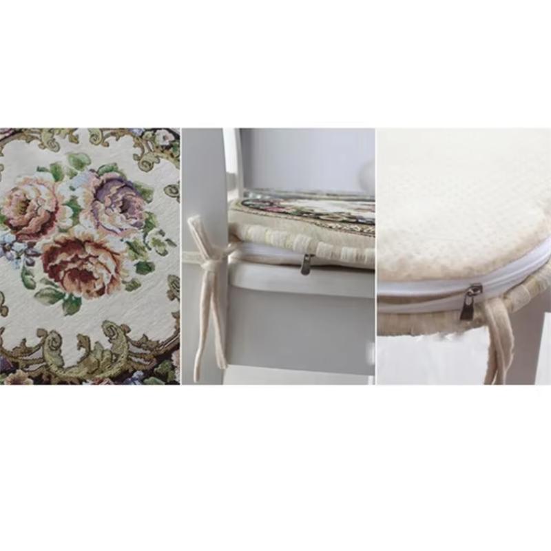 European Style Jacquard Dining Chair Cushions Soft Restaurant Decor Seat Mat Anti-slip Chair Cushion Four Season Home Seat Pad