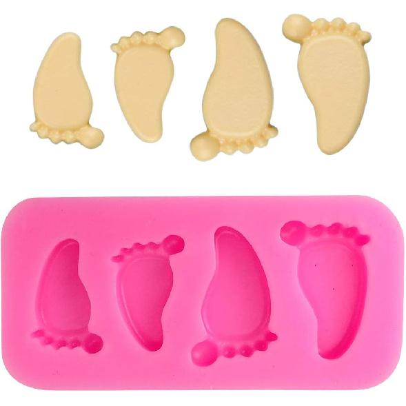 Rainmae 6Pcs Cute Baby Silicone Fondant Cake Mold Baby Birthday Party Kitchen Baking Mold Cake Decorating Moulds Modeling Tools Baby Shower Gender