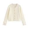INMAN Women's French Style Lace-Spliced Knit Cardigan