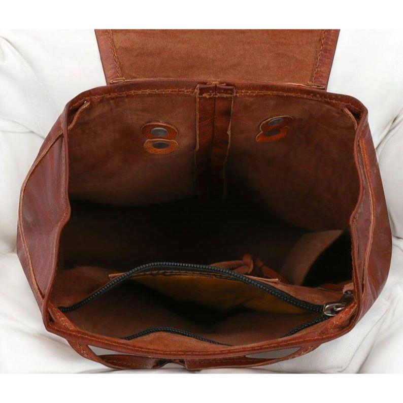 Leather Mini Backpack, Travel Backpack, Brown Leather Laptop Bag, Gift for Him Her, Handmade Unisex Daypack, Back to School