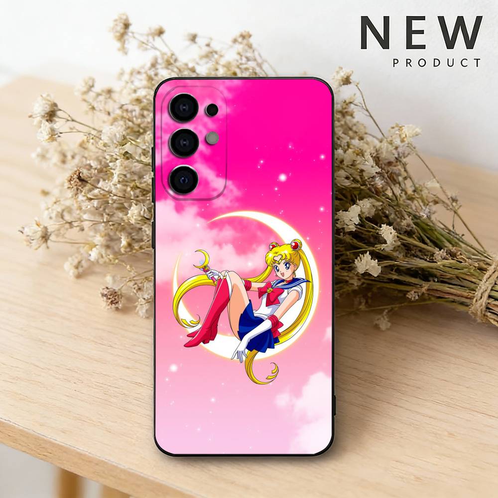 S-Sailor Anime Moon Phone Case For Samsung S26,25,24,23,22,30,21,10,9,Ultra,Plus,Lite Black Soft Case