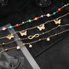 New European and American Foot Accessories Fashionable Butterfly Numbers8Double-layer colored beads3Adjustable Anklet Set