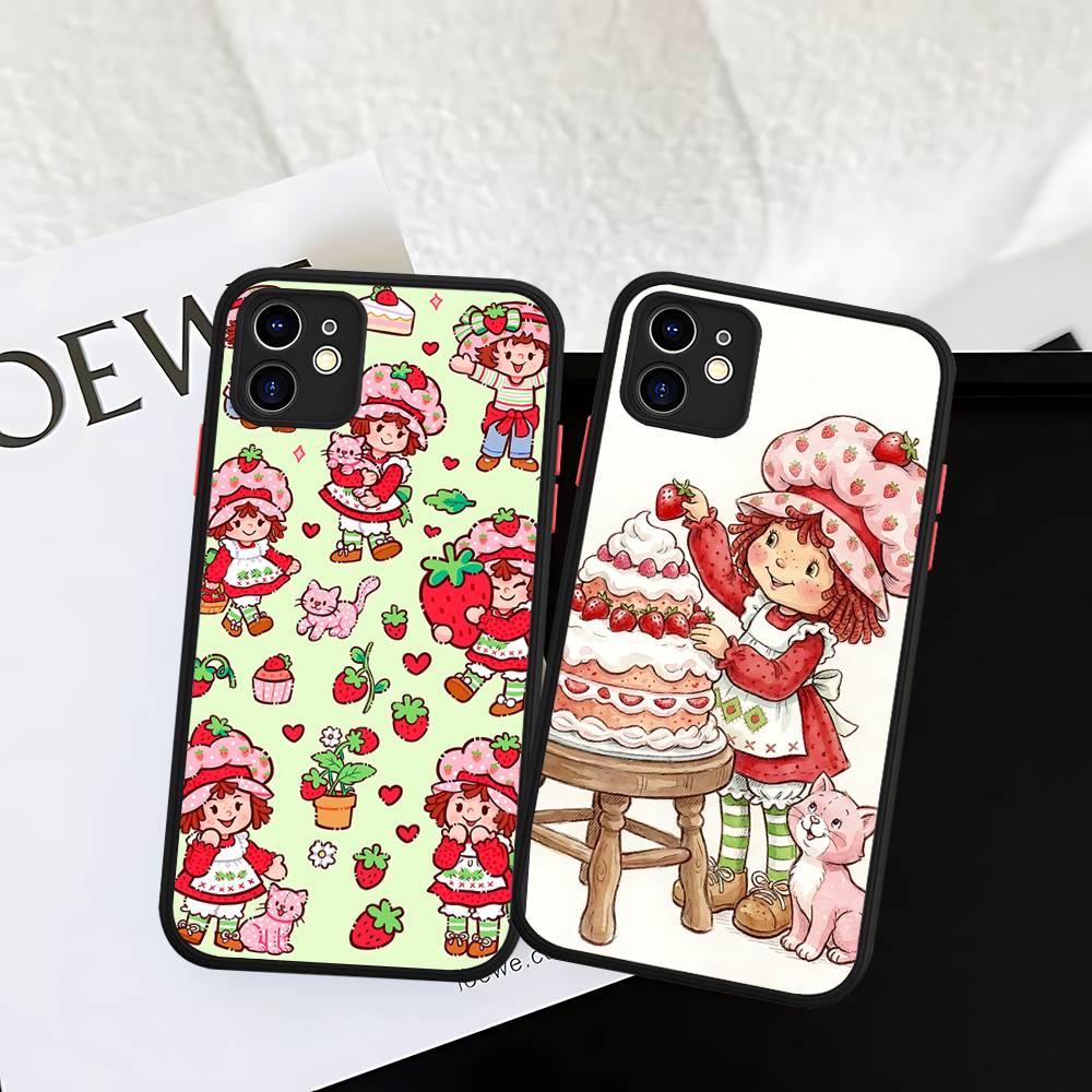 S-Strawberry-shortcake Girl For IPhone 11 12 13 14 15 16 Pro Max Plus X XS MAX Back Cover Matte Phone Case