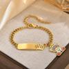 Vnox Free Enraving Name Bracelets for Baby Girls Newborns,Crown Cute Bear Charm Bracelets,Adjustable Stainless Steel Custom Gift