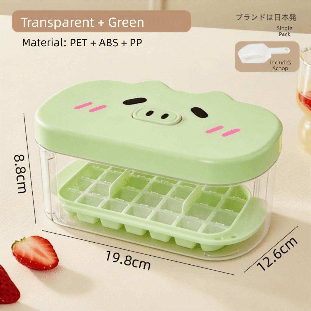 

Reusable Press-Type Ice Cube Mold Cute Cartoon Ice Cube Tray New Ice Cube Maker Kitchen Tool зелёный