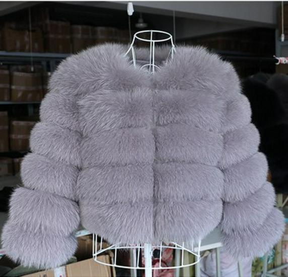 Kurzer Wintermantel aus Kunstfuchs für Damen - Europäischer & Amerikanischer Stil, Langärmelig