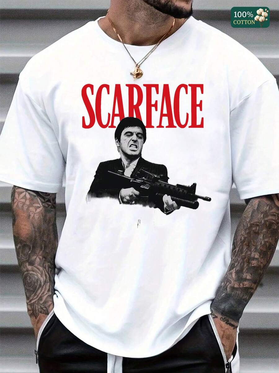 

Unisex Round Neck Short-Sleeve T-Shirt With Classic Graphic Design, I Basic Tees For Summer XL