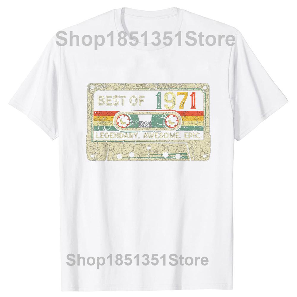 Vintage 1971 Limited Edition Cassette Tape 52th Birthday Tee Tops Round Neck ShortSleeve Tshirt Clothing Casual Basic Tshirts S