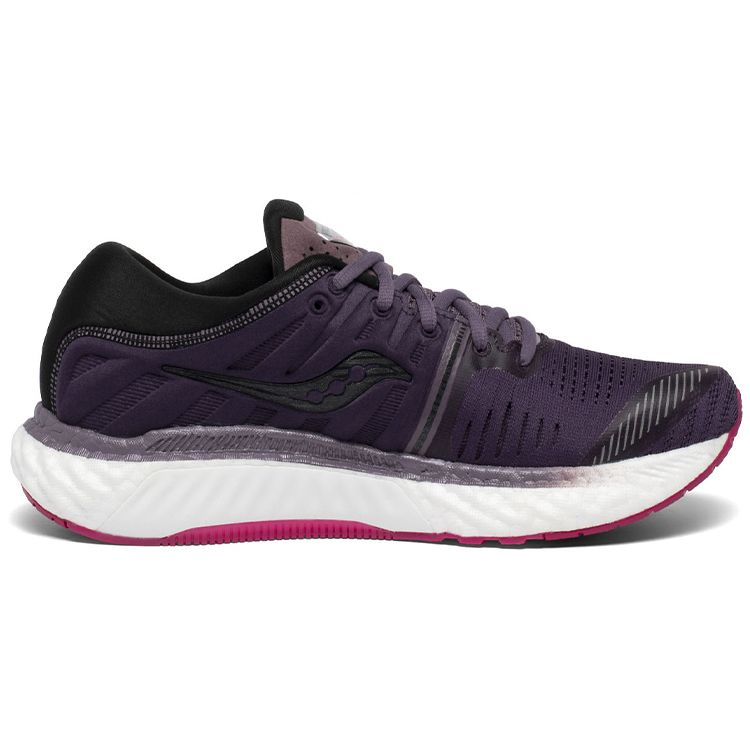 SAUCONY Hurricane 22 Comfortable Mesh Cushioning Lightweight Non-Slip Support Low-Top Running Shoes Women Sneaker Purple Black S10544-20