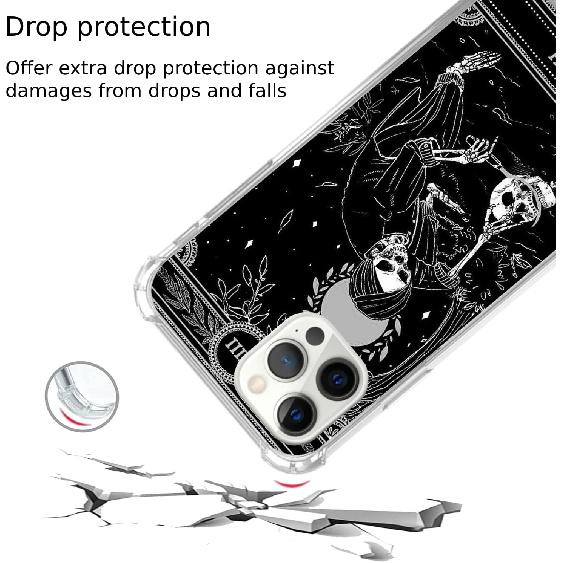 

Карта Таро Смерть Череп Черный Чехол для iPhone 14 Pro Max, Триповый Психоделический Эстетический Карта Таро Крутой Чехол Скелет для Девочек Мальчиков Женщин Мужчин,