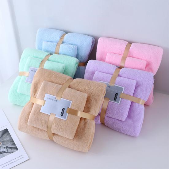 Towel Set Coral Fleece Bath Towel Cut Edge Absorbent Gift Towels Home Bathroom Soft Towels