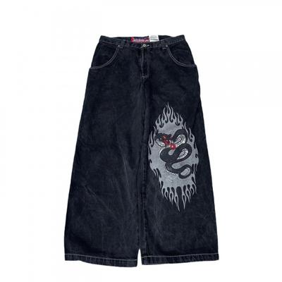 Herren Y2K Streetwear Lockere Gerade Passform Jeans Hohe Taille Lässig Hip Hop Stil