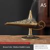 Alas Divine Lamp Golden Iron Incense Burner 1Pcs Handcrafted Incense Stand for Teahouse Office Meditation Room Decor