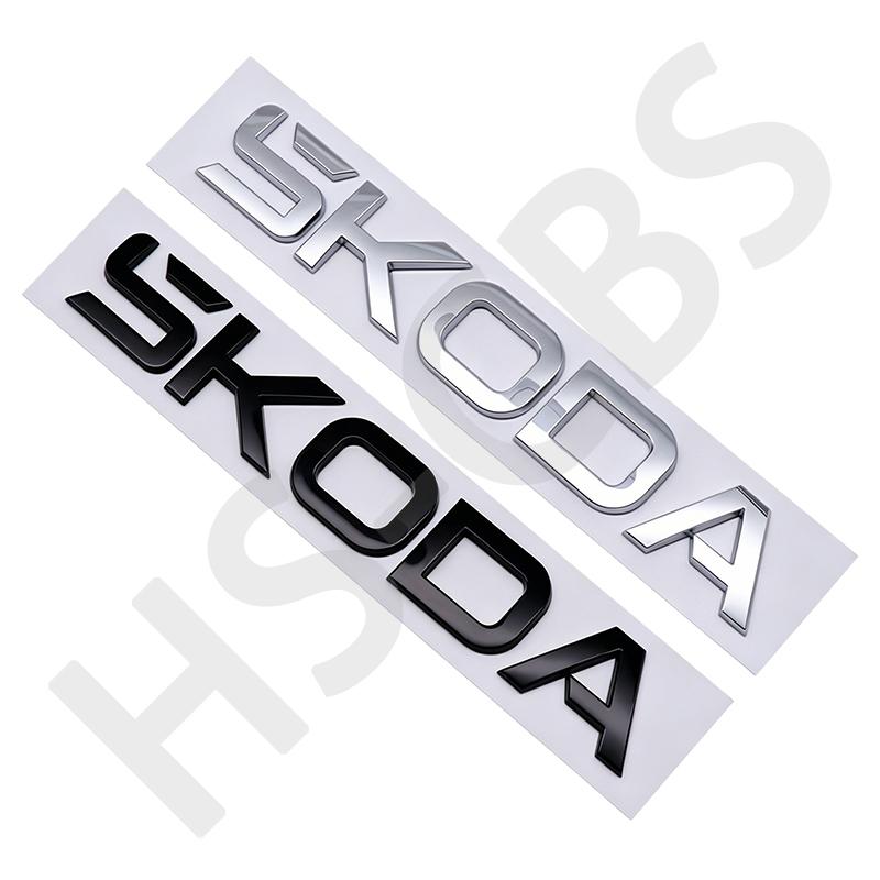 1pcs 3D ABS SKODA Letter Emblem Car Sticker SKODA Logo Car Rear Trunk Badge Decal Sticker Car Exterior Accessories