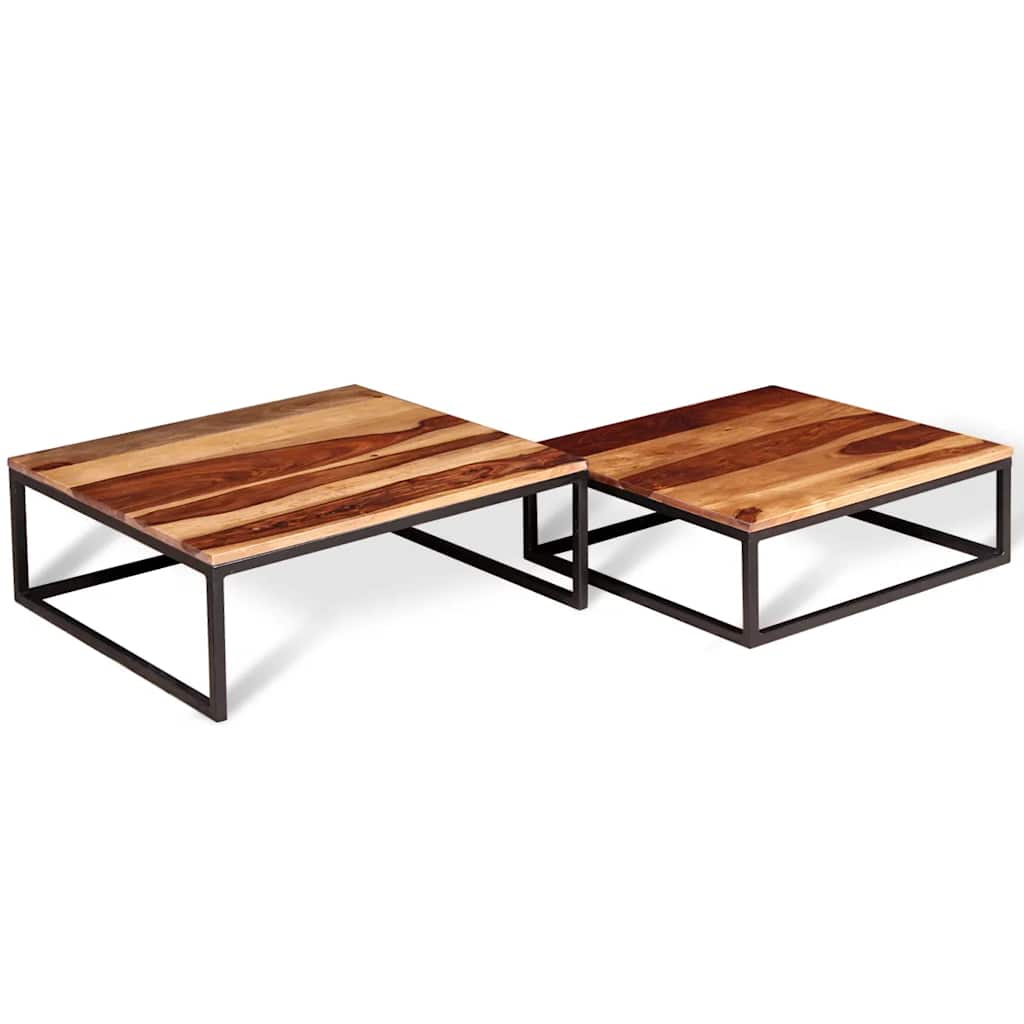 2 Piece Nesting Table Set Solid Acacia Wood