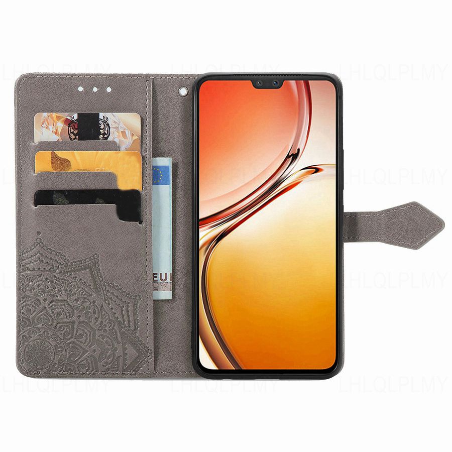 Foral Book Leather Wallet Flip Case For Vivo Y21D V60 Lite V30 Y04 Y19S Y18 Y36 Y72 5G Y28 V25 V27 V23 Y29 Y16 Y21 Y31 Y20 Y70 Y53S Y33S V29 Y27 Cover