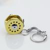 Novelty Aluminum Alloy Fly Fishing Reel Keychain Miniature Golden