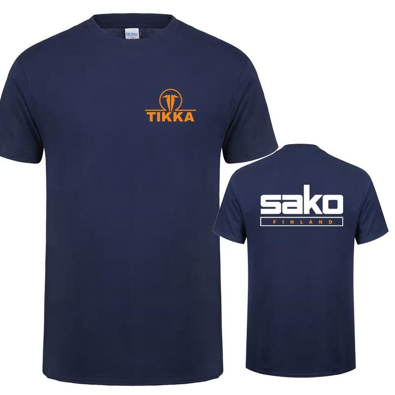 Tikka By Sako Finland Firearms T Shirts Tees Casual Short Sleeve Cotton Man Tshirt LH-252 Men's T-Shirt Black Casual Crew Neck