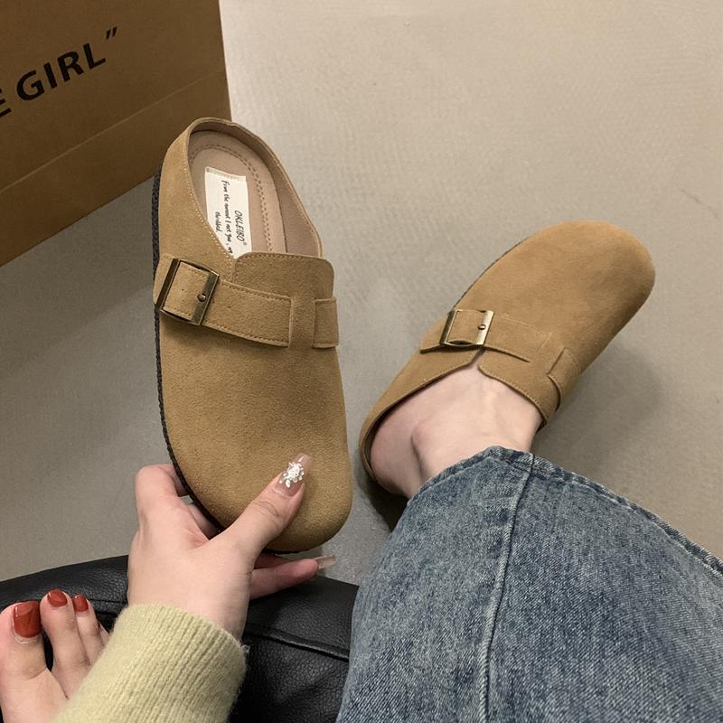 

Мода SUOJIALUN 2024 Весна Новинка Бренд Женские Туфли-Шлепанцы Круглый Носок Слипоны Туфли Мюли Мода Плоский Каблук Повседневные Плоские Шлепанцы 35 хаки