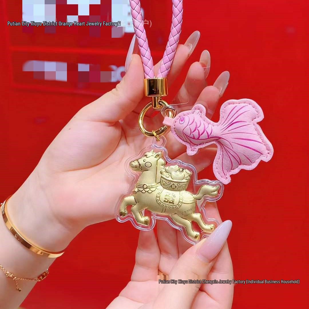 999 Pure Gold Horse Charm Keychain: Instant Wealth, Good Luck & Traffic Draw Gift