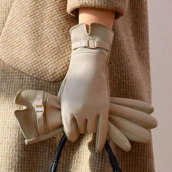 Yousheng Women Winter Touchscreen Gloves Suede And Faux Leather Gloves Plush Lined Warm Gloves for Driving Commuting Gathering